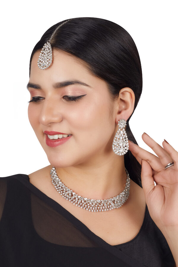 Alloy Rhodium Silver Jewel Set