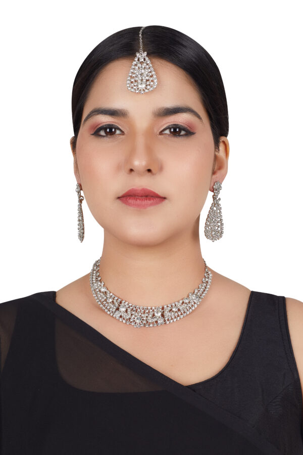 Luxury Rhodium Silver Alloy Jewelry Set