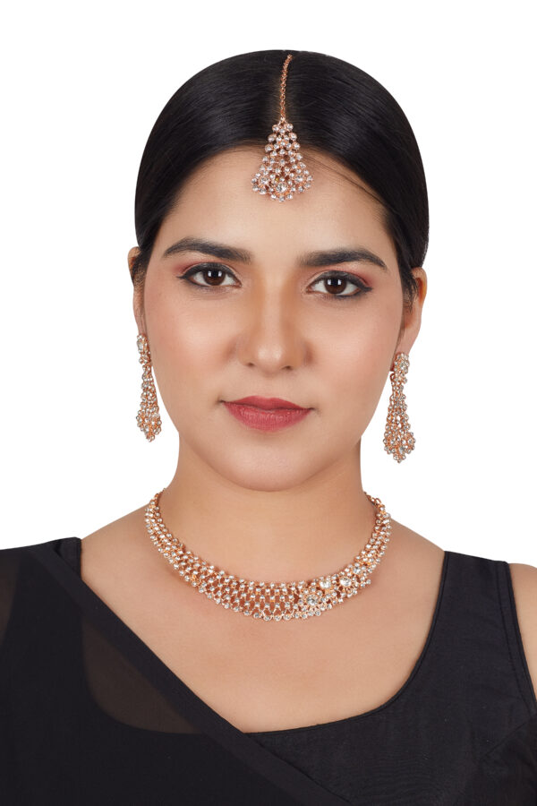 Elegant Rose-Gold Alloy Jewel Set with Gold Plating