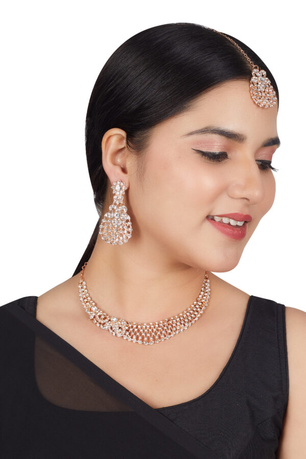 Rose-Gold Alloy Jewel Set with a Gold-Plated Finish